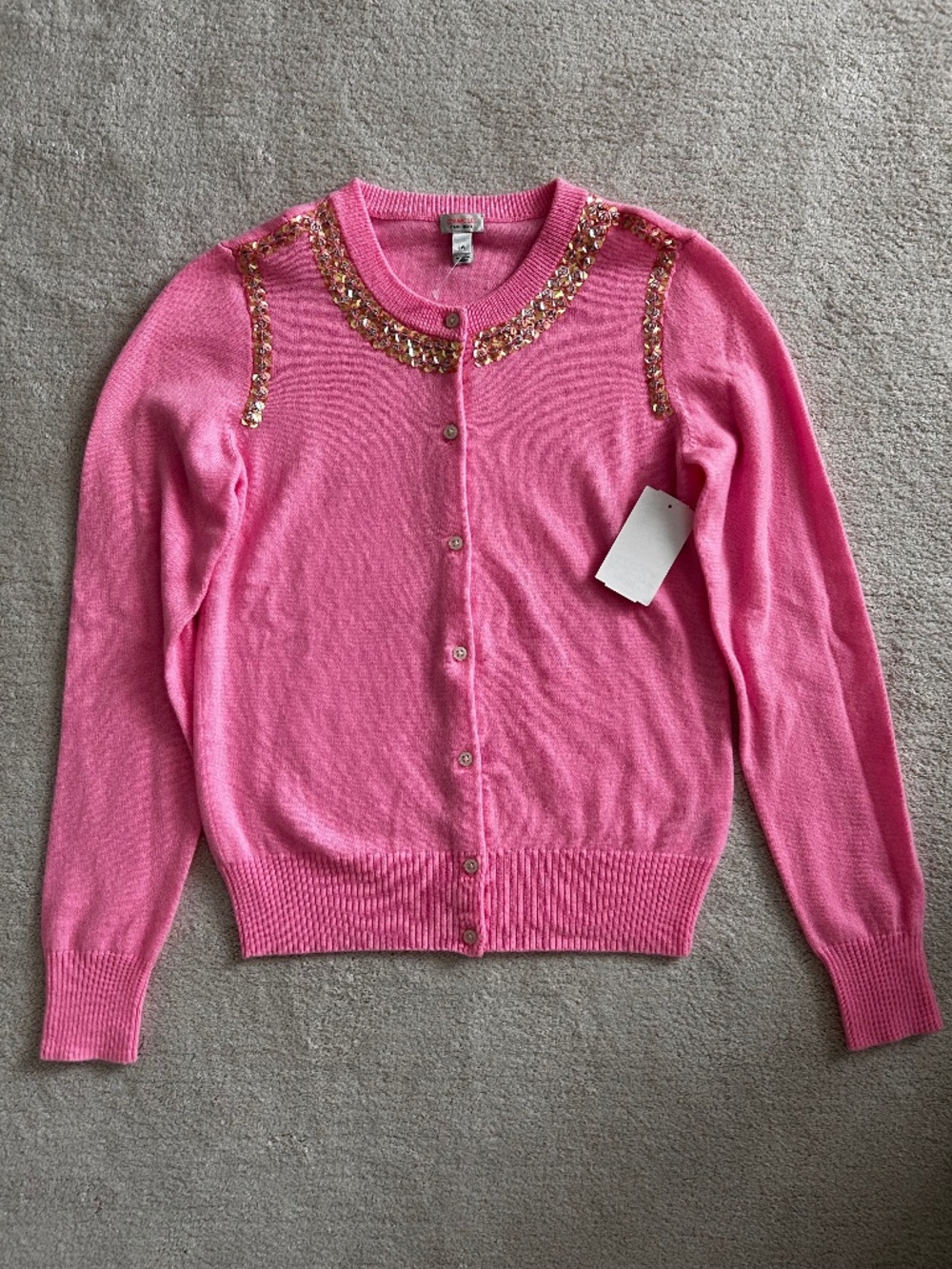 Crewcuts size 16 NWT cashmere cardigan with beaded sequin trim